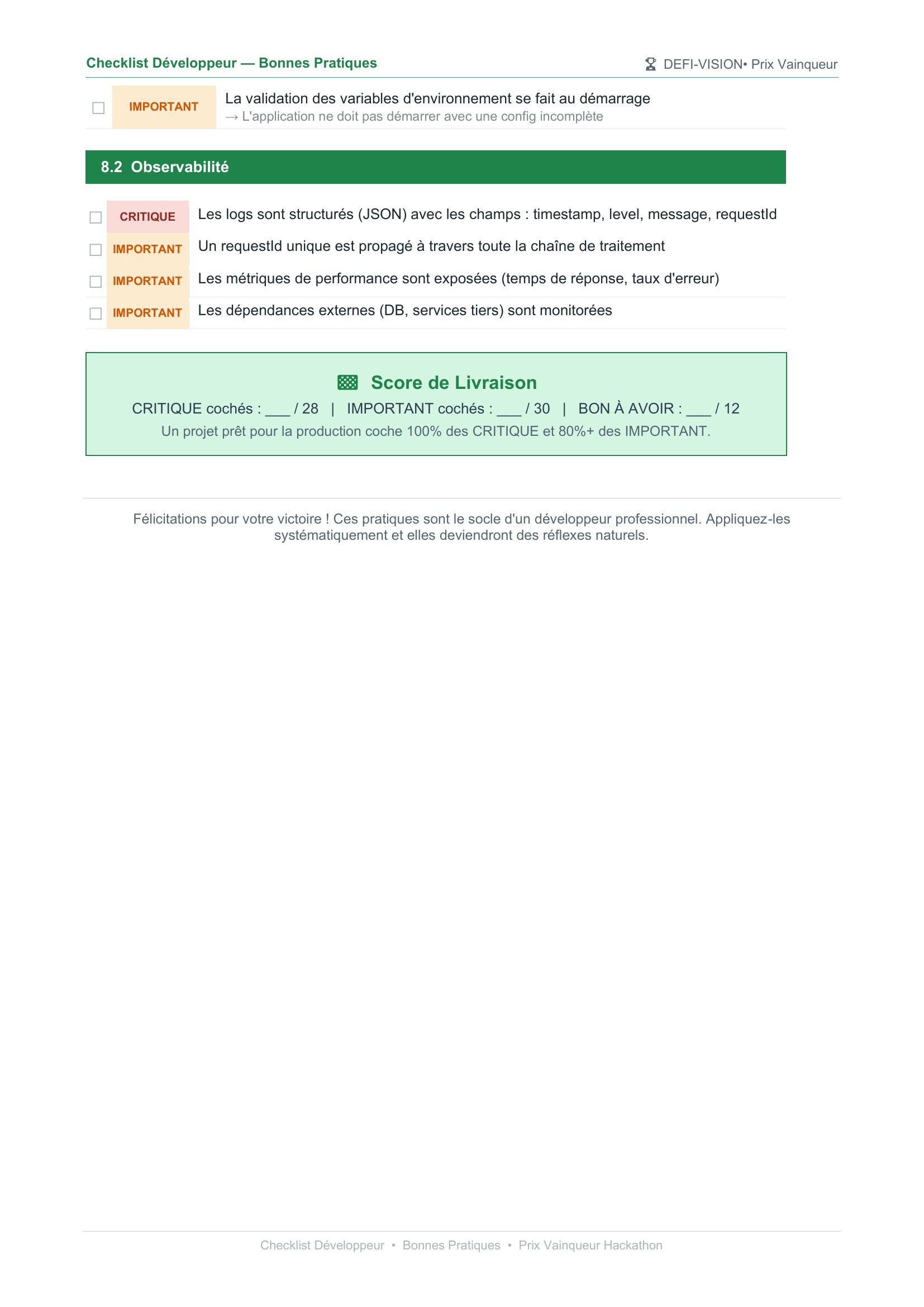 Aperçu de la page 6 de Checklist Développeur : Bonnes Pratiques